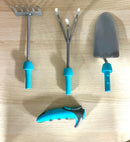 Morewell Detachable Garden Tool Set for versatile use, showing modular short handle with interchangeable trowel, cultivator, and rake heads for easy storage.