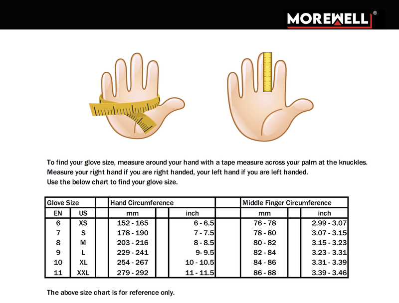 Morewell Gloves Size Chart 